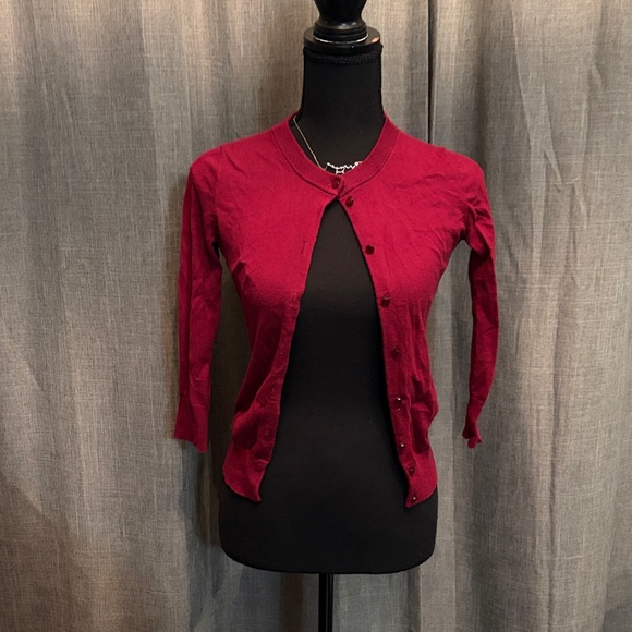 J. Crew Sweaters - J. Crew Cranberry Crewneck Button Cardigan